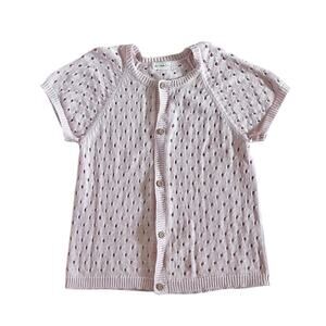 Fin & Vince Pink Open Knit Short Sleeve Cardigan 6/7